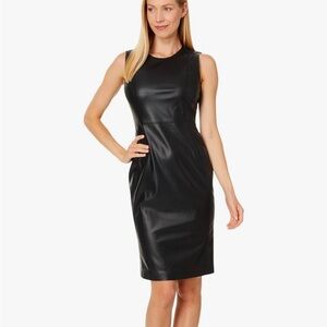 Calvin Klein Women's Faux Leather Sleevless Sheath